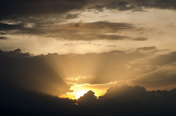sky with sun ray at sunset