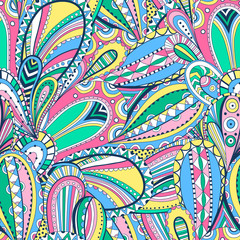 Seamless colored waves pattern. Wavy background. Illustration for wallpaper, covers, design, web. Vector