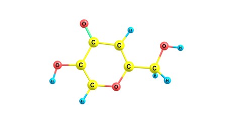 Kojic acid molecular structure isolated on white