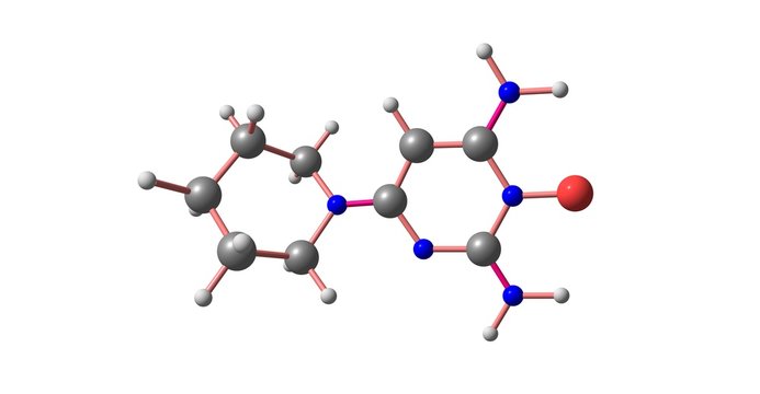 Minoxidil molecular structure isolated on white