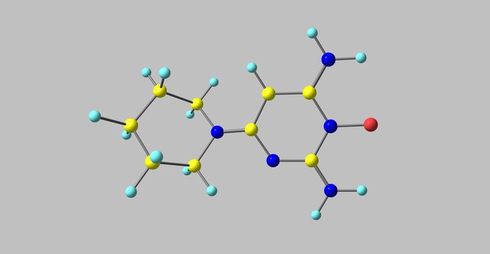Minoxidil molecular structure isolated on grey
