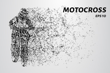 Fototapeta na wymiar Motocross of particles. Motorcyclist involved in motocross. Motorcyclist jump.