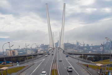 Large road junction, entrance to the big cable-stayed bridge.