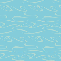 Turquoise abstract hand drawn pattern, waves or curls background. Seamless pattern for your wallpapers, fabrics, web page backgrounds, surface designs.