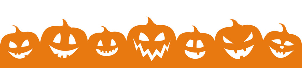 Concept of Halloween banner with pumpkins. Vector.