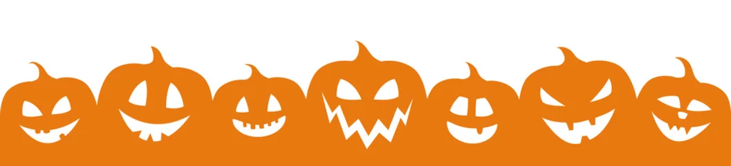 Tuinposter Concept of Halloween banner with pumpkins. Vector. © Karolina Madej
