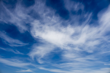 Plumose clouds in the blue sky