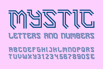 Mystic letters and numbers with currency symbols. Gaming stylized font.