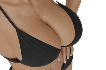 Big breasted woman in black bra and panties from above © PixlMakr