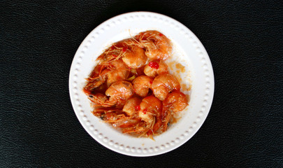 Chili shrimp dish. Indonesian popular cuisine.  