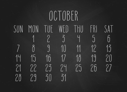 October 2018 calendar