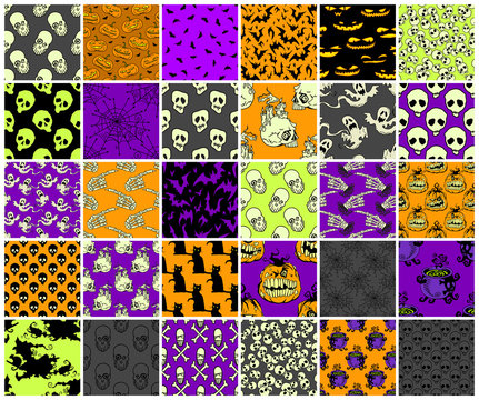 Halloween seamless patterns set
