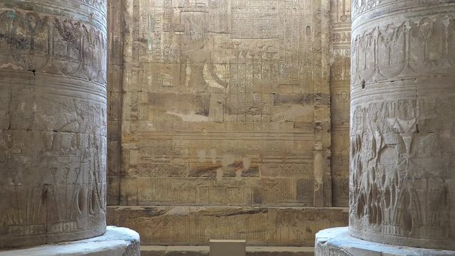 Interior of Dendera temple or Temple of Hathor. Egypt. Dendera, Denderah, is a small town in Egypt. Dendera Temple complex, one of the best-preserved temple sites from ancient Upper Egypt.