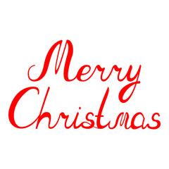 MERRY CHRISTMAS red calligraphy lettering text on white background. Vector.