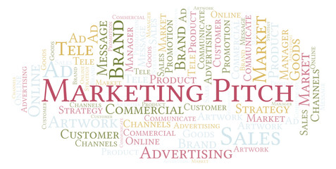 Obraz premium Word cloud with text Marketing Pitch.