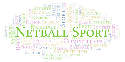Fototapeta premium Netball Sport word cloud.