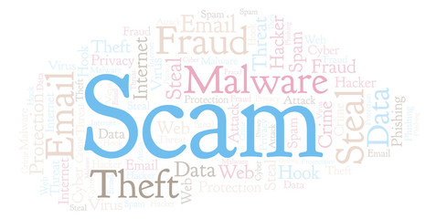 Fototapeta premium Scam word cloud.