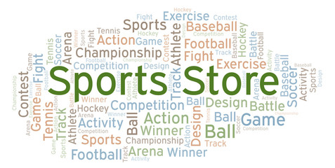 Sports Store word cloud.