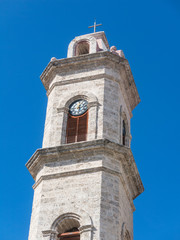 Obraz premium The belfry of San Cristobal Cathedral, the Havana Cathedral, in Old Havana, Cuba