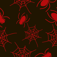 cobweb with red spiders with a black color