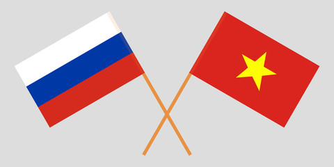 Socialist Republic of Vietnam and Russia. The Vietnamese and Russian flags. Official colors. Correct proportion. Vector