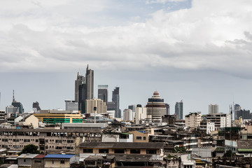 Fototapeta na wymiar Panoramic view of the Downtown of Bangkok Thailand.