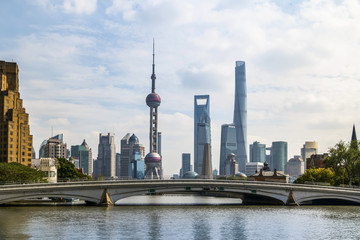 Obraz premium Shanghai Bund Lujiazui Building Landscape Skyline