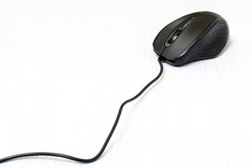 Black computer mouse with cord