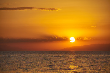 sunset on the Issyk-Kul lake
