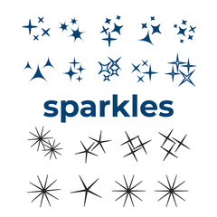 Sparkles icon set. Star element. Sparkle lights vector