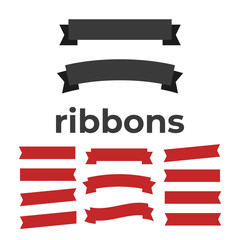 Cartoon ribbon set vector illustration. Banner ribbon vector set. Colored ribbon for decoration