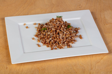 Steamed tasty buckwheat