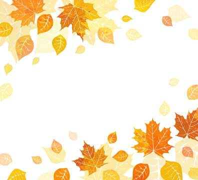 Watercolor autumn abstract background. Autumn image with  golden leaves. Template for your design, flyer, card, banner and poster. Vector illustration