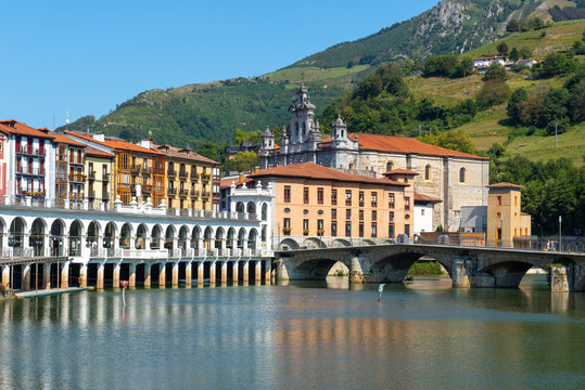 Tolosa village and Oria river, Basque Country, Spain