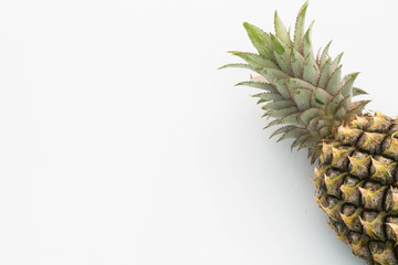 Half of pineapple isolated on white background,Space for text.