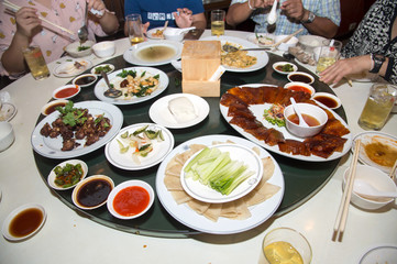 Chinese dishes with Peking Duck and other