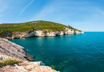 Summer rocky sea coast, Gargano, Puglia, Italy