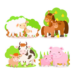 Farm animals. Vector illustration for kids