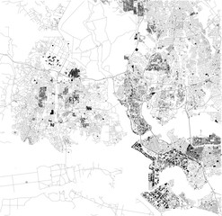 Mappa di Abidjan, vista satellitare, città, Costa d'Avorio. Strade e case. Africa © Naeblys