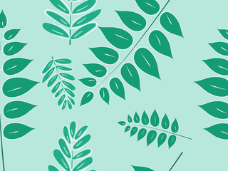 Green leaves seamless pattern vector illustration