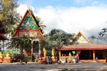 Vang Vieng, Laos - January 1, 2016 : Wat Kang Temple, Vang Vieng