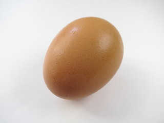 One chicken egg on white background