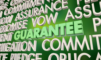 Fototapeta premium Guarantee Promise Vow Pledge Word Collage 3d Illustration