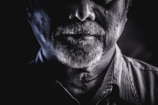 Rugged Old Man Portrait, Dramatic Lighting.