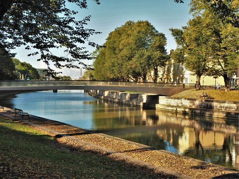Bridge over the River Aura in the city of Turku, Finland