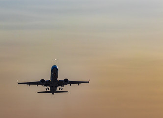 take-off and landing passenger plane, Krakow-Balice airport