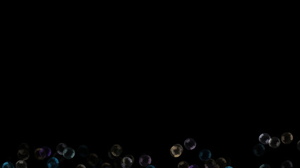 Background with a variety of multi-colored translucent soap bubbles.