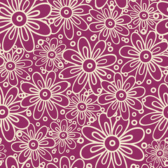 Vector purple garden tea party seamless pattern. Perfect for fabric, scrapbooking, wallpaper projects.