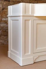 Bathroom vanity cabinet for two washbasins. Details classic furniture
