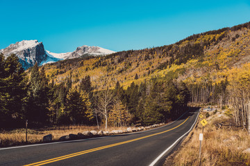 Highway at autumn in Colorado, USA.